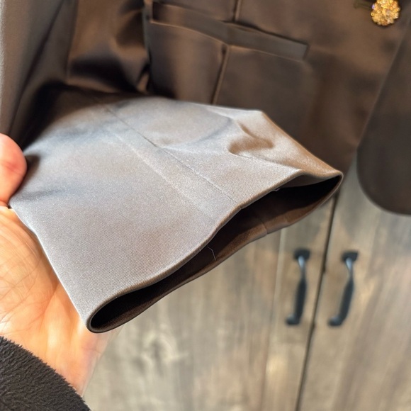 Cache Satin Blazer Jacket brown size 6 - Picture 9 of 11